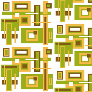 Retro, mcm, mid century, abstract, geometric,  green, gold, brown