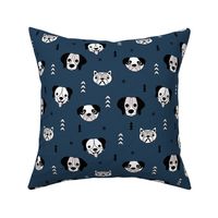 Little puppy love dog friends pugs beagle poodle and other dogs navy blue night