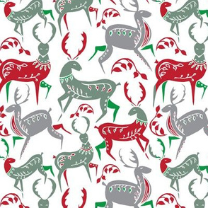 Christmas Deer / red and green