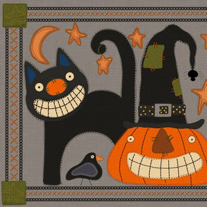 Folk art Halloween embroidery 