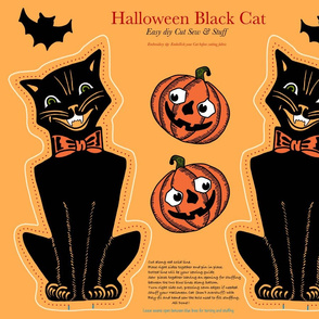 Vintage Inspired Halloween Black Cat stuffer