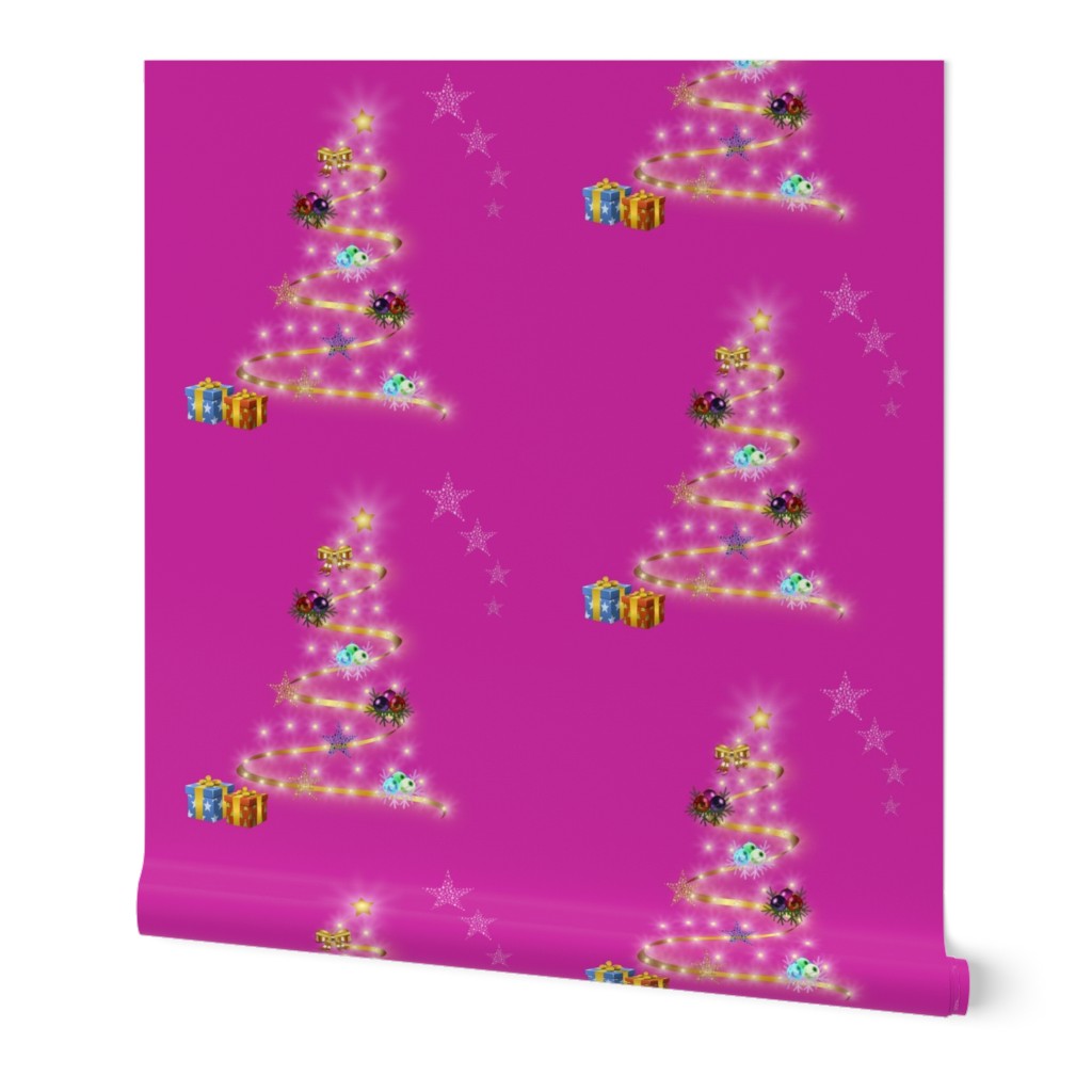 Christmas Trees Aglow - magenta