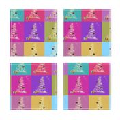 Christmas Trees Aglow - multi patchwork (large)
