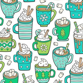 Hot Winter Christmas Drinks with Marshmallows Mint & Green