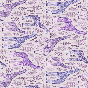 Giraffes in Purple and Grey - rotated