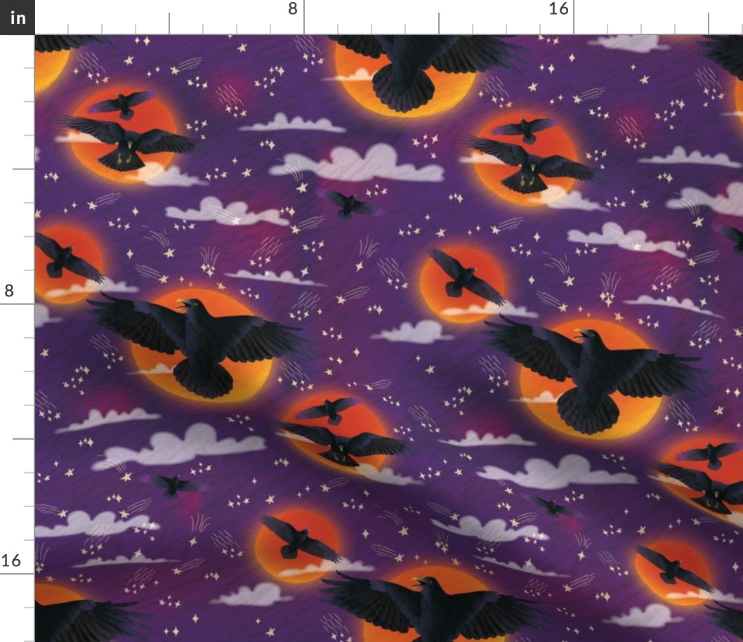 Halloween Ravens & Blood Moon