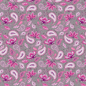 Lovely Paisley Florals Pink-Gray