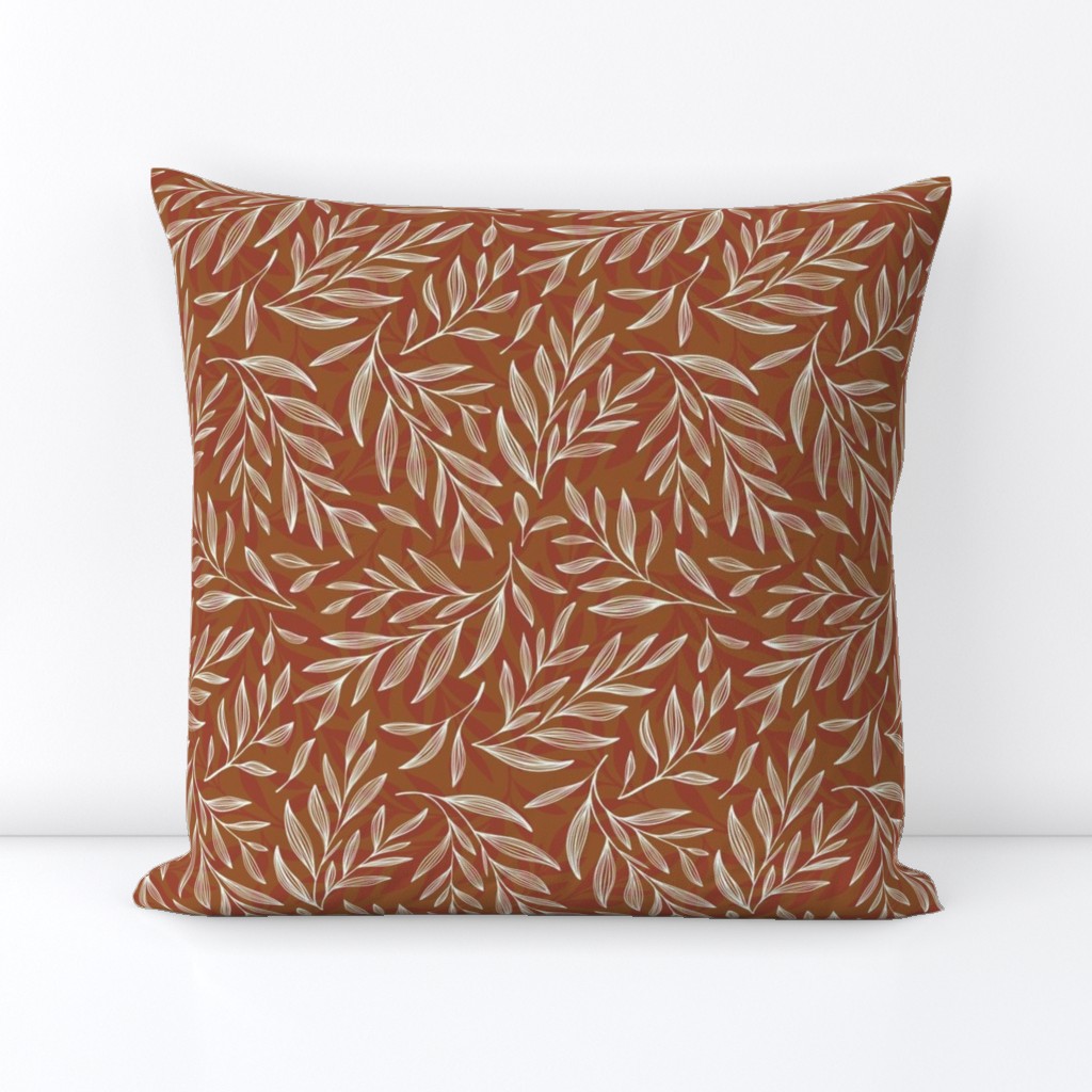 Hand drawn leaves - Terricotta Brown