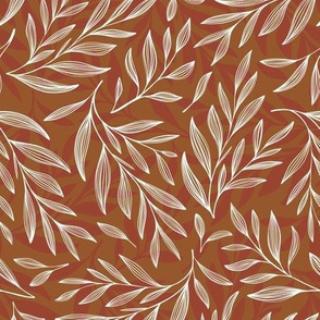 Hand drawn leaves - Terricotta Brown