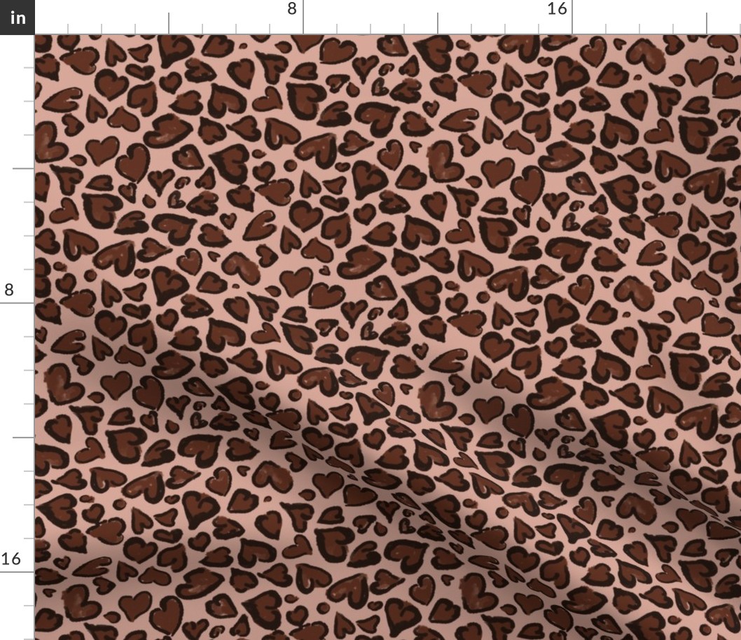 Leopard Love Espresso Pink| Animal Print Hearts |Renee Davis