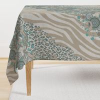 paisley, zebra and leopard mixed animal print duck egg beige cream