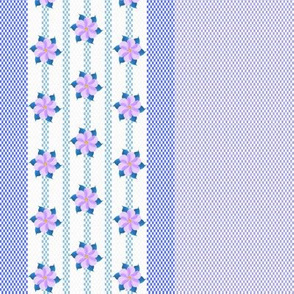 Ticking Stripe with Purple Flowers