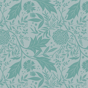 Pastel Teal Arts and Crafts Botanical