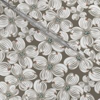 Ditsy Dogwood Retreat-Small | Solid Taupe Background