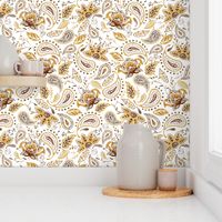 Lovely Paisley Florals Muted Yellow