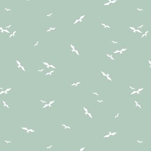 Flying Sea Birds on Gumleaf|Seabirds Seagulls Gulls| Renee Davis