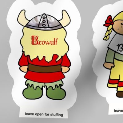 Beowulf cut and sew dolls softies plushies Grendel viking cute