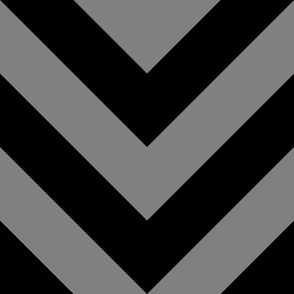 Jumbo Medium Gray and Black Chevron Stripes
