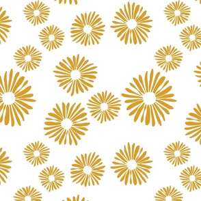 Happy Daisies Gold On White.