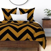 Jumbo Matte Antique Gold and Black Chevron Stripes