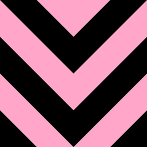 Jumbo Carnation Pink and Black Chevron Stripes