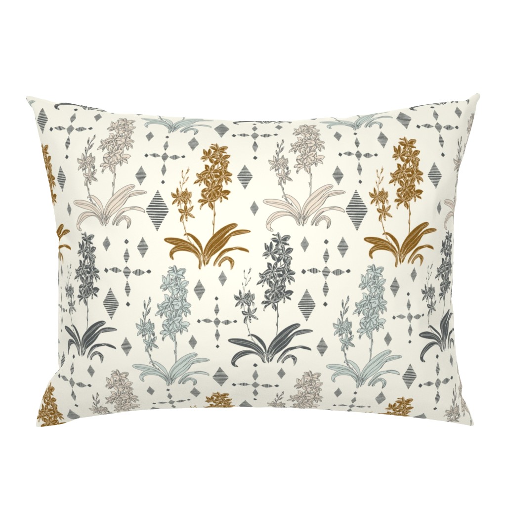  Couched Diamond Orchids - Medium - Stonewashed - Cream, Copper, Buff,  Light Aqua, Slate