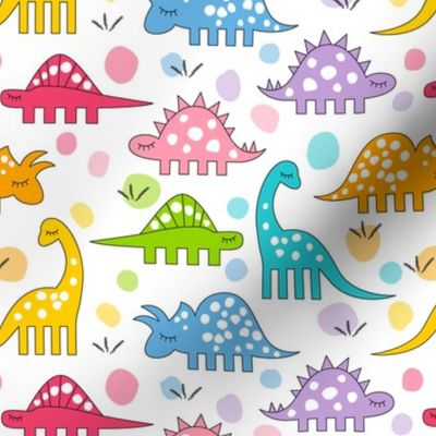 rainbow dinosaurs and dots with pink