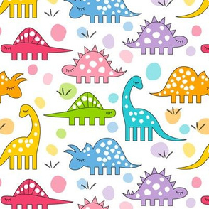 rainbow dinosaurs and dots with pink