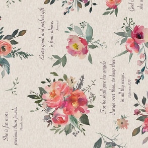 Scripture for Her Floral - tan linen - ro