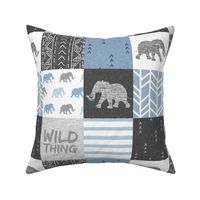 4.5” elephant quilt - steel blue/gray