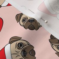 Christmas Pugs - Santa hats - Dog - pink - LAD19