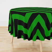 Jumbo Christmas Green and Black Chevron Stripes