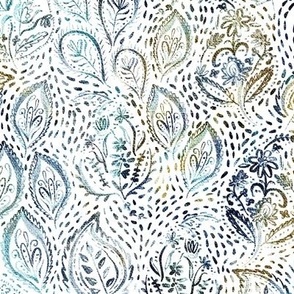 Painted Paisley - Blue small repeat