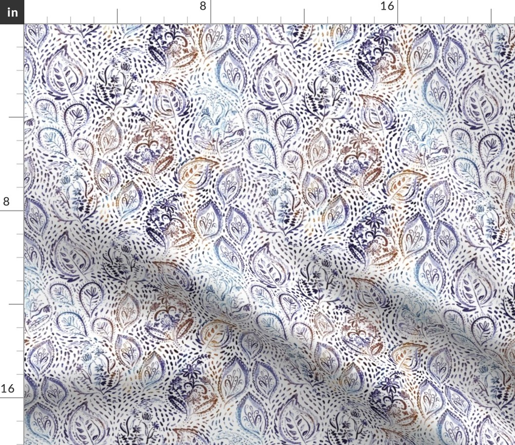Painted Paisley - Purple small repeat