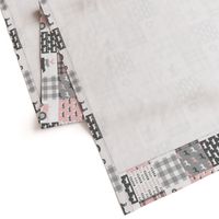 (3" small scale) farm life wholecloth patchwork with plaid - pink and grey (90) C19BS