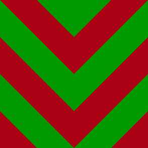 Jumbo Christmas Green and Dark Red Chevron Stripes