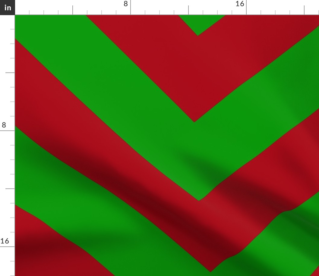 Jumbo Christmas Green and Dark Red Chevron Stripes