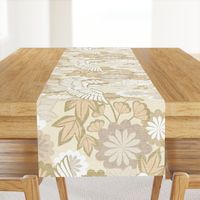 Cranes and Chrysanthemums {Cream} - large scale