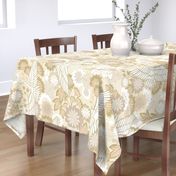 Cranes and Chrysanthemums {Cream} - large scale