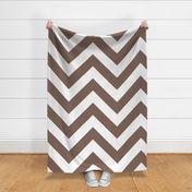 Jumbo Taupe Brown and White Chevron Stripes