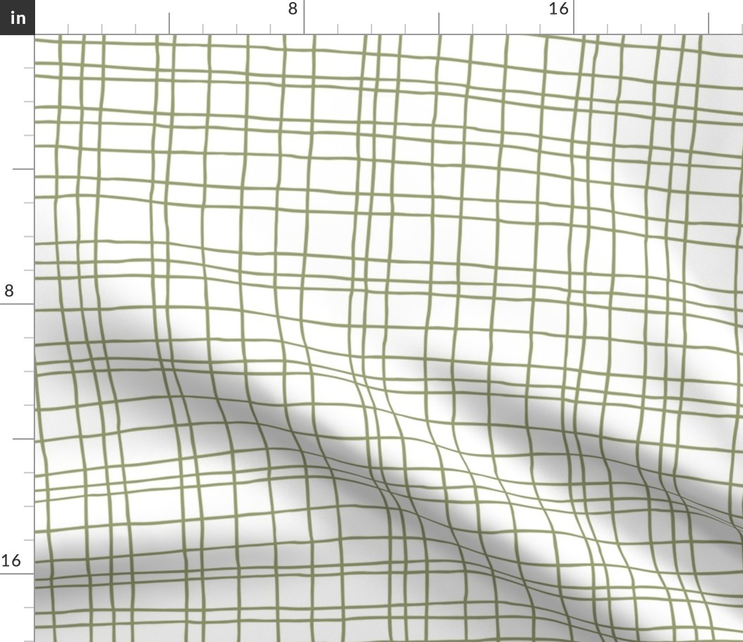 Minimal irregular stripes abstract linen lines geometric grid olive green neutral