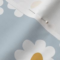 Delicate flower white blossom minimal abstract retro daffodil daisy yellow blue