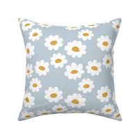 Delicate flower white blossom minimal abstract retro daffodil daisy yellow blue