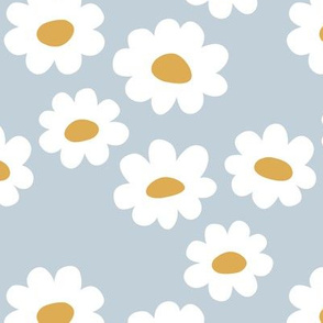 Delicate flower white blossom minimal abstract retro daffodil daisy yellow blue