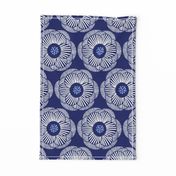 Camellia - white on dark blue/large scale