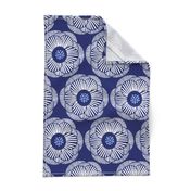 Camellia - white on dark blue/large scale