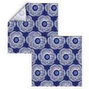 Camellia - white on dark blue/large scale