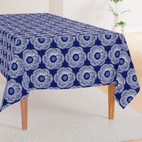 Camellia - white on dark blue/large scale