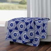 Camellia - white on dark blue/large scale