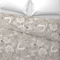 Large // Paisley in monochromatic beige color